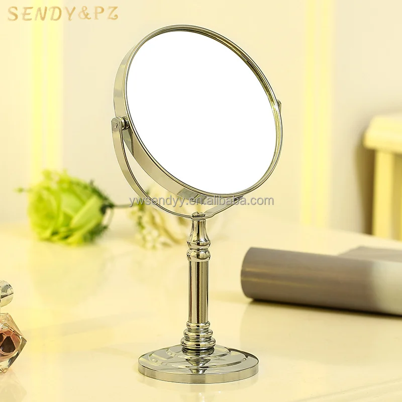 Round 3-inch Silver Desk Makeup Mirror Bedroom Dressing Double Side Rotatable Table Mirrors