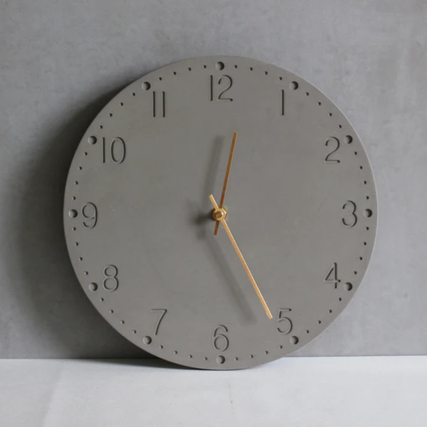 Natural cement Nordic style grey wall clock