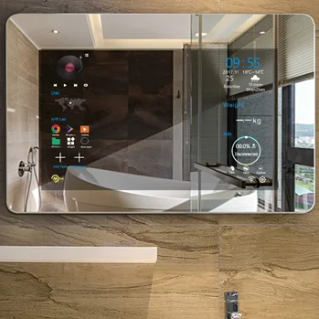Guangzhou smart bathroom mirror led magic mirror tv