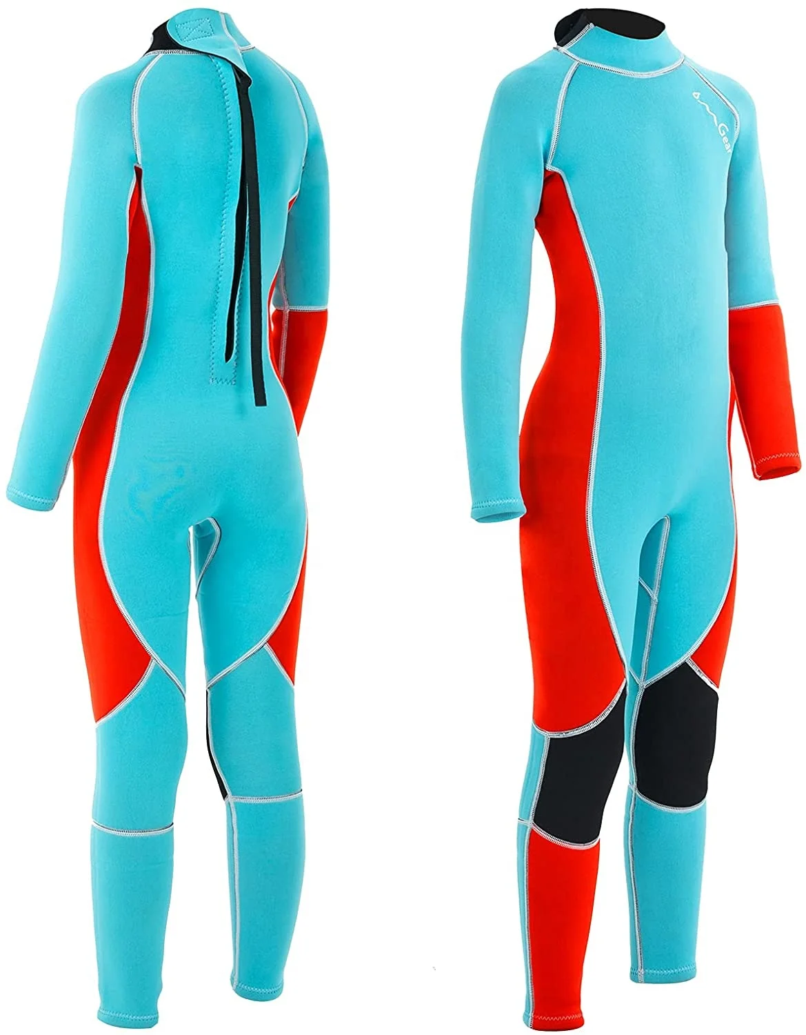 Kids 3mm Full Suit Neoprene Swimming Suit Long Sleeve Swimsuit Back Zipper Thermal Scuba Diving Surfing Snorkeling Wetsuit