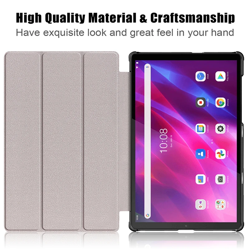 Folding Folio Case for Nokia T20 Tablet Ultra Slim Stand Cover Flip Painted Tri-fold Hard PC Back PU leather Cover for Nokia T20
