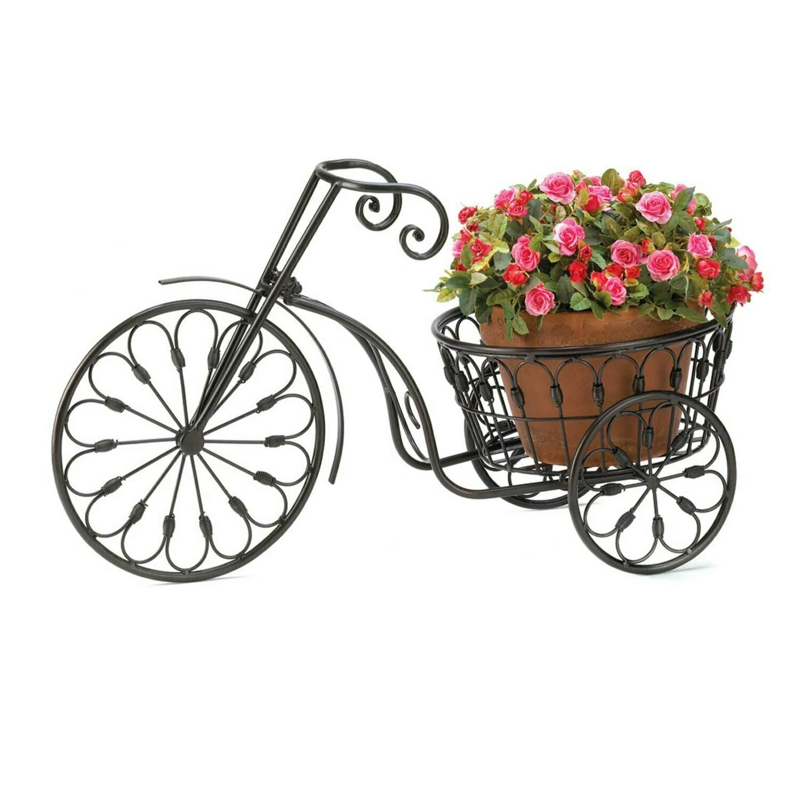 Parisian Style Metal Tricycle Plant Stand,Terrace Nostalgic Bicycle Home Garden Decor Iron Plant Stand