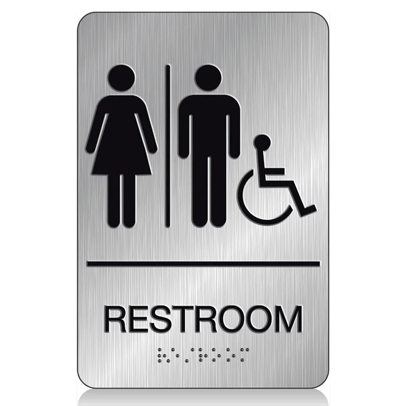 Custom Acrylic Restroom ADA Braille Toilet Sign for Public Area