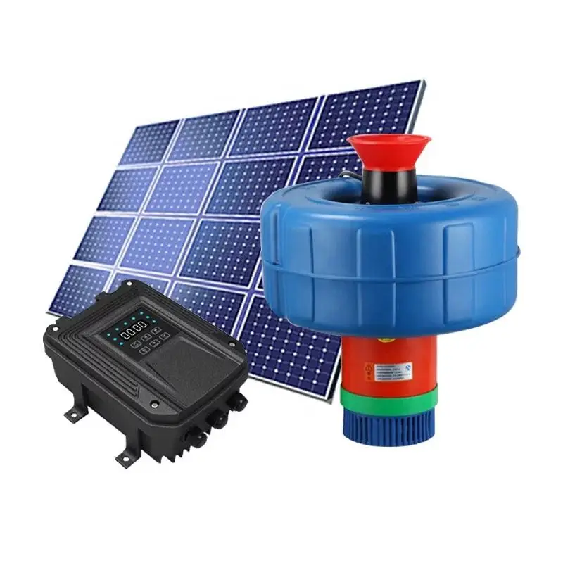 popular submersible DC brushless 750W solar aerator water pump with mppt controller for fish pond aeration