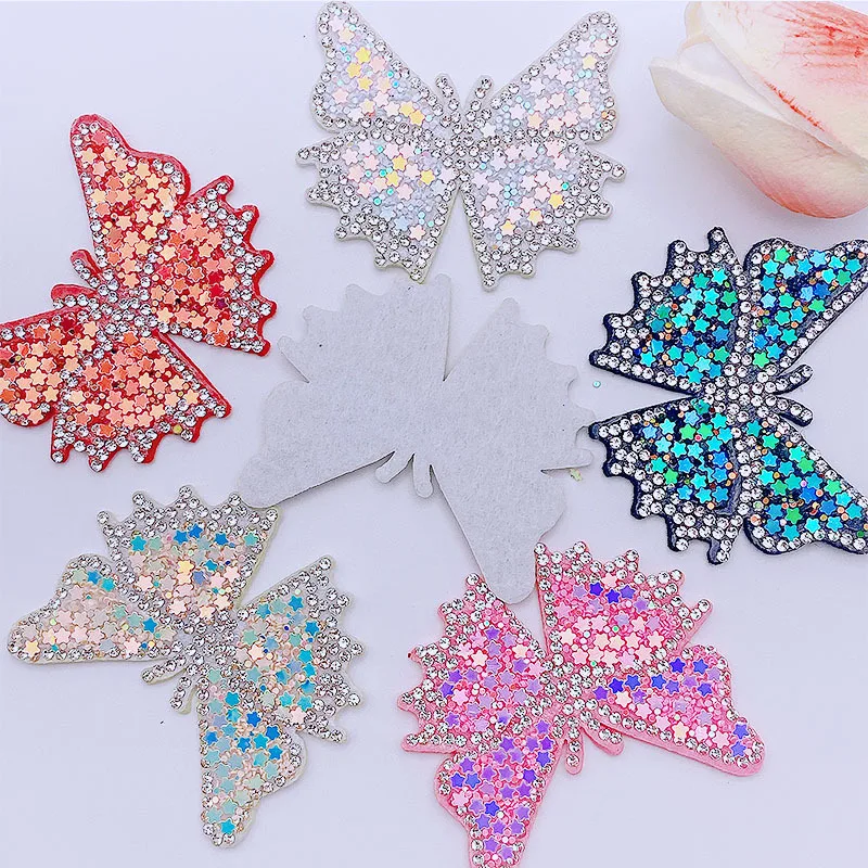 New Design Butterfly Pattern Rhinestone Patches Handmade Colorful Sew on Crystal Patches DIY Rhinestone Patch for Shoes