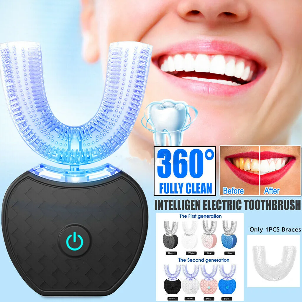 wholesale-teeth-whitening-kits dropshipping 3 in 1 u shaped electric toothbrush teeth whitening kit black for Adult