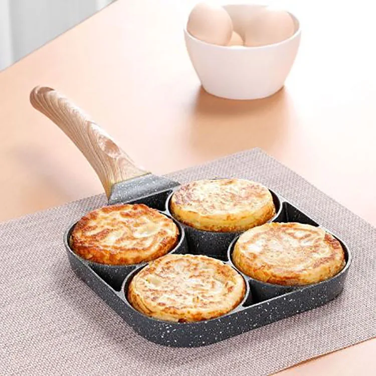 2/4 Hole Frying Pot Pan Thickened Omelet Non-stick Pancake Steak Pan Cooking Ham Pans Breakfast Maker Cookware