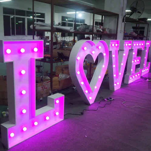 Decoration LED light bulb big marquee love letters sign for sale