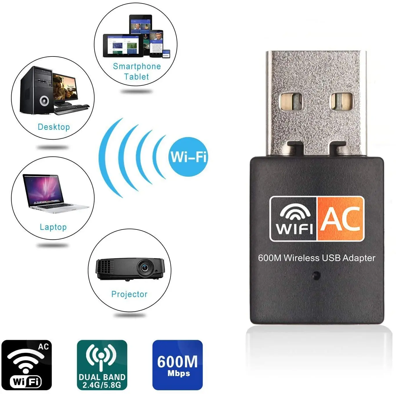 wholesale hotsales  802.11AC 600Mbps RTL8811CU Chipset  USB WiFi Dongle 2.4GHz / 5GHz Wireless USB wLan WIFI  Adapter Dual Band