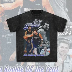 Luka Doncic Graphic Printed 250GSM 100%Cotton Short Sleeve Heavyweight Oversized Acid Washed Streetwear Vintage T Shirts