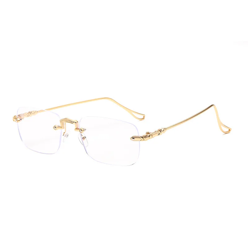 2190 New Arrival Rimless Metal Computer Anti Blue light Glasses Optical Frame Retro Photochromic Reading Eyeglasses