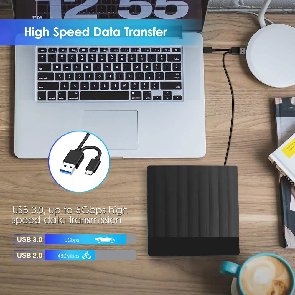 
Raycue External CD / DVD Player Drive USB 3.0 CD Rom Disk Reader & Burner USB DVD player External DVD Burner 