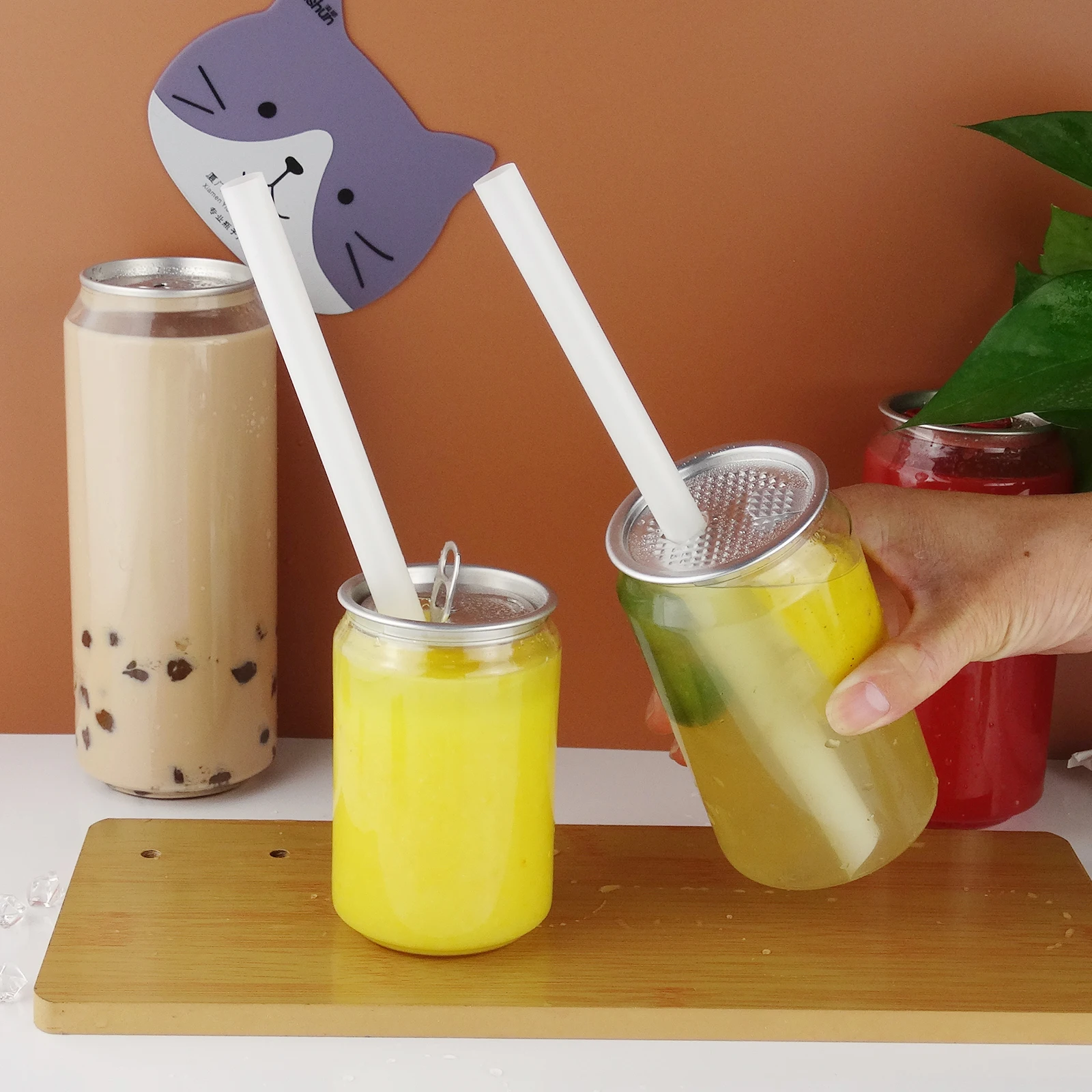 Bottle King  PET Transparent Soft Drink Can Empty Plastic Clear Soda Beverage Can with Easy Open Lid