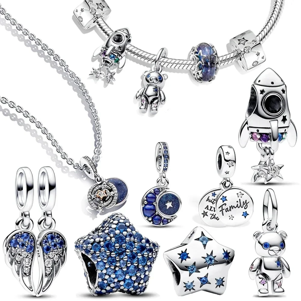 925 Silver Angel Mum Heart Bloom Forever & Always Love Key to Happiness Murano Glass Beads Fit Original Charms Bracelet Jewelry
