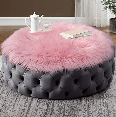 china factory high quality round shape faux fur seat cushions faux fur chair pads