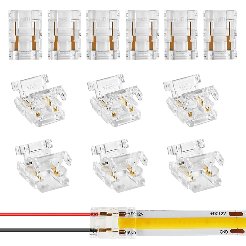 2Pin 10mm COB LED Strip Connectors Solderless Extension for COB LED Strip Lights Connectors