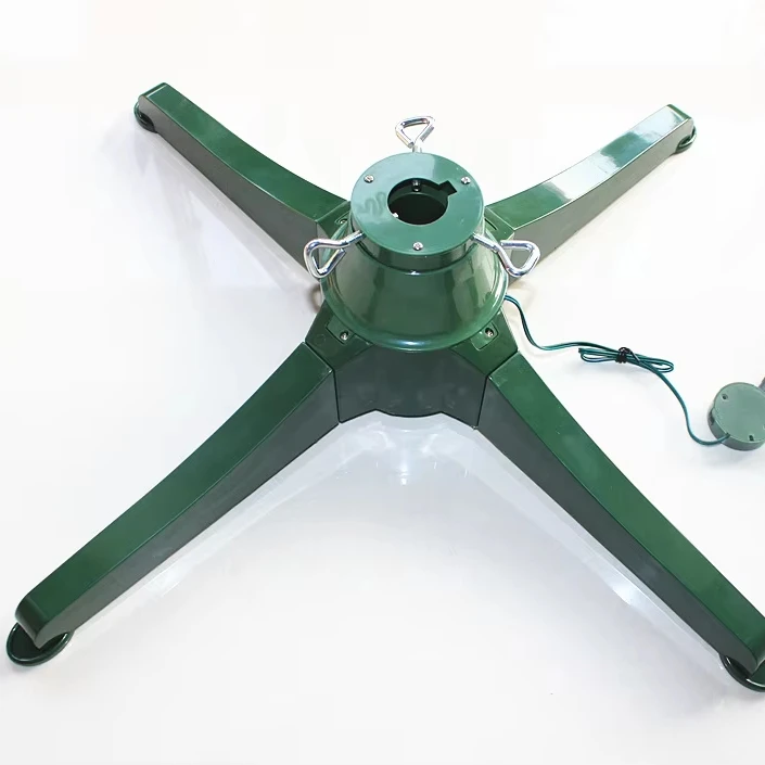 Rotating Christmas Tree Stand Full Plastic Dark Green Color Light Chain Connecting Available UL GS SAA BS Qualified