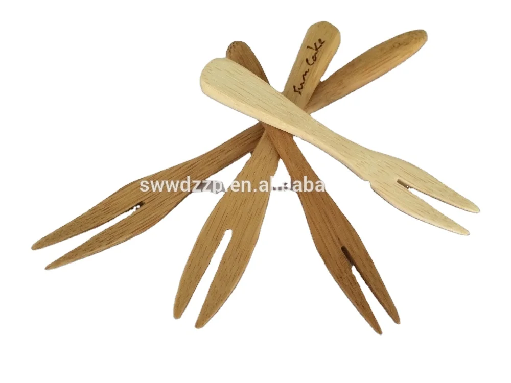 High quality bamboo mini food forks for fruits cake dessert