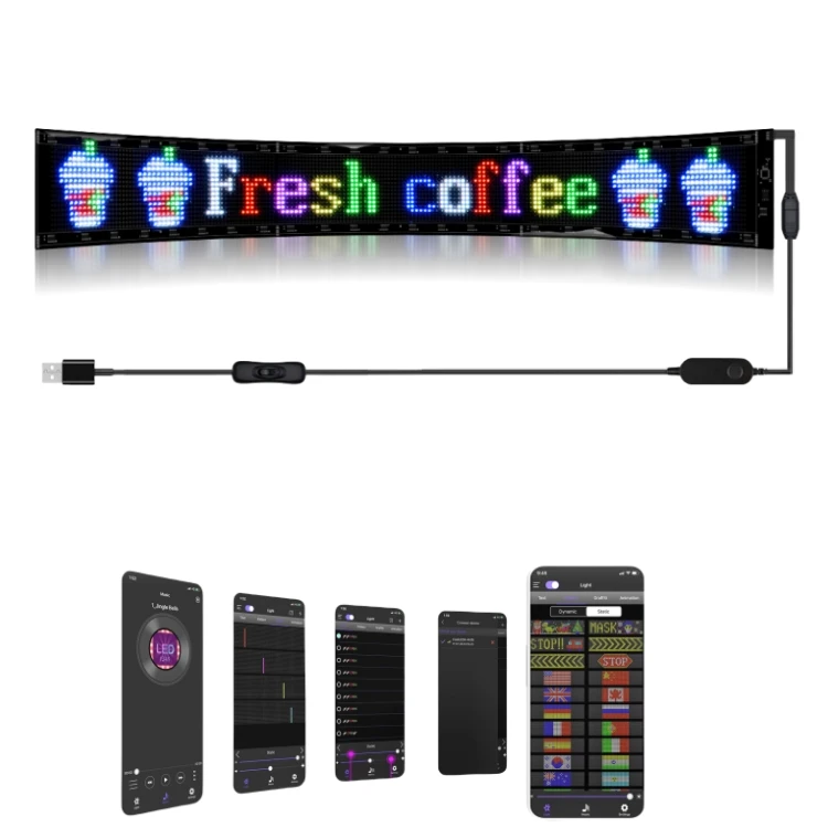 high quality flexible led board controlled by smartphone app scrolling slogan display screen waterproofing  led module