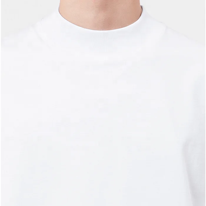 240 gsm heavy weight 100% cotton oversized drop shoulder T shirt custom logo  luxury thick streetwear mock neck T shirt