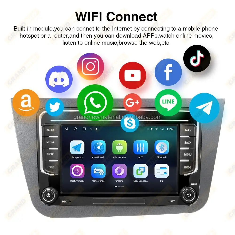 GRANDnavi 7 дюймов левый и правый драйвер VW Android система для сидения Altea 2004-2015 Toledo 2004-2009 CarPlay Auto