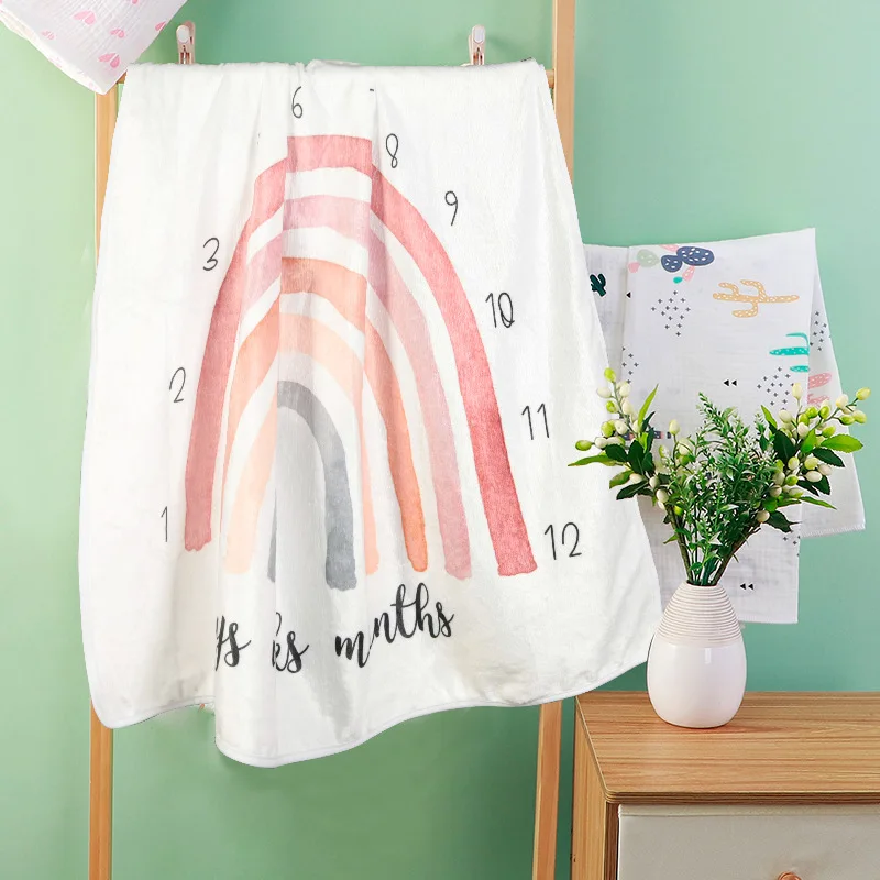 Rainbow character flannel throw blanket  for newborns winter set baby shawls and blankets for 0-3 year kids