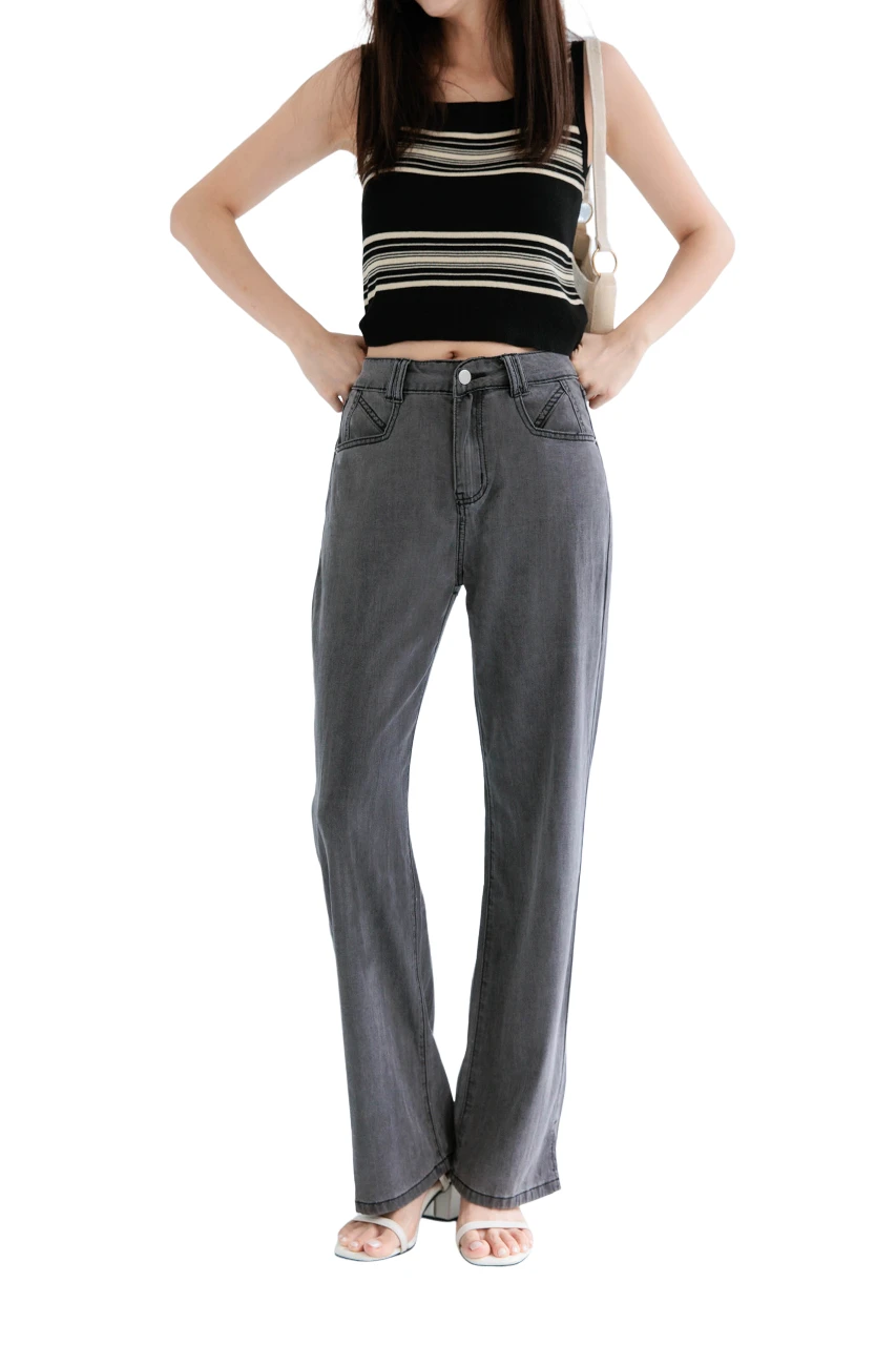 2024 Fashion Black Washed Denim Jeans For Women Denim Jeans Manufacturers In China