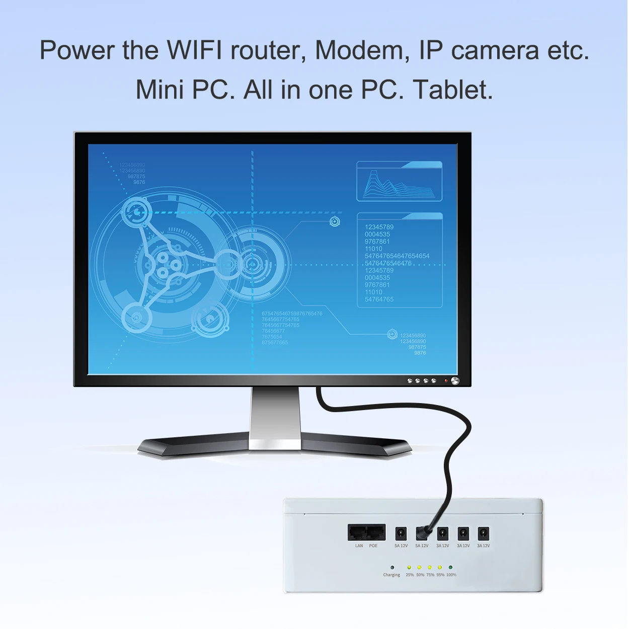 Factory price mini ups para router y modems dc output 12v POE 48v  mini dc ups 60000mah for wifi router cctv camera