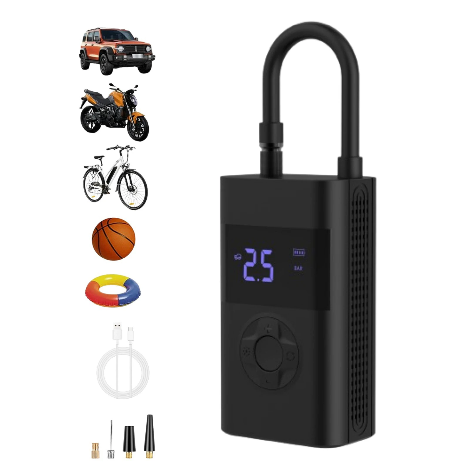 Portable Air Pump For Car Motor Tire Ball Electric Mini Air Pump Compressor For Car 0-150 Psi Tyre Electric Tire Inflator