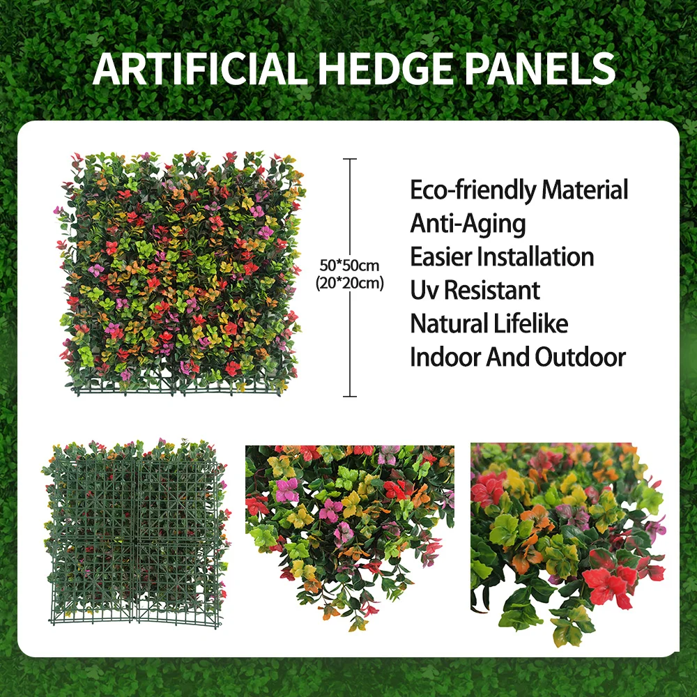 Vertical garden outdoor simulated five color reineckia carnea green wall panel artificial hedge plants for hotel