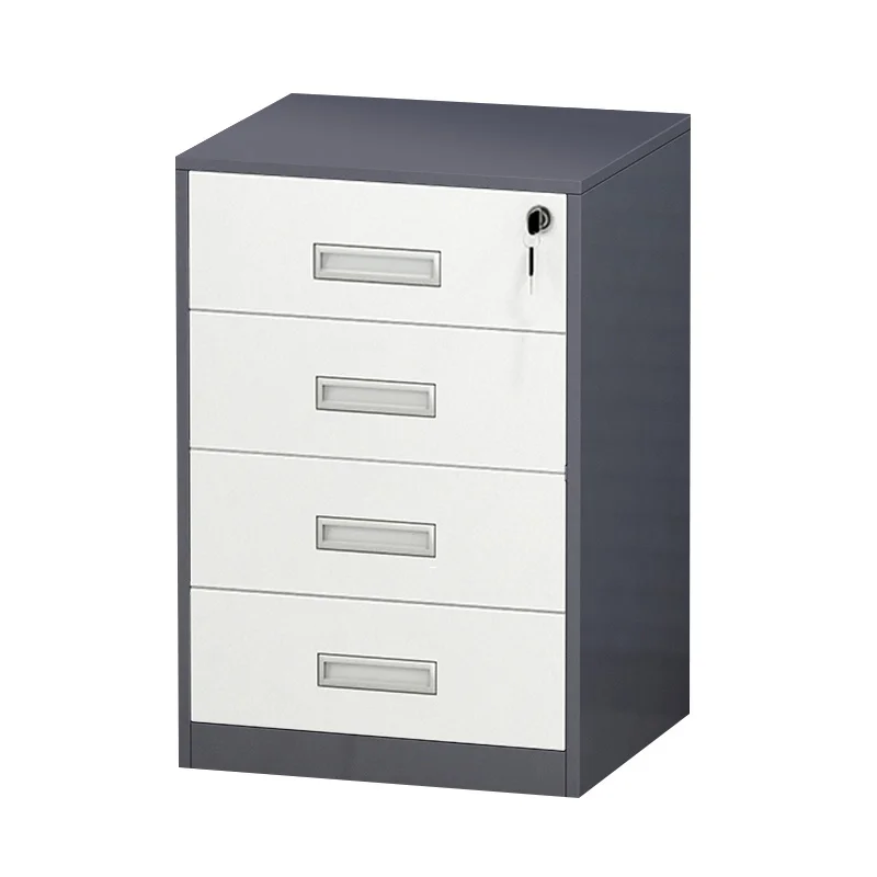 Nightstand small Iron 4 drawers cabinet under desk Metal steel small cabinet movable file  data storage cabinet