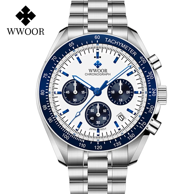 High Quality Stainless Steel WWOOR S902 Men Watch Fashion Business Luminous Waterproof 10ATM Quartz Watch For Men Relojes Hombre