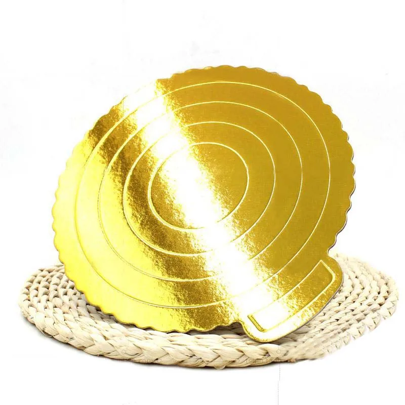 Custom Baked Cake Paper Board Pads Food Tray Golden Base Cardboard Mousse Mat Round Cake Pads