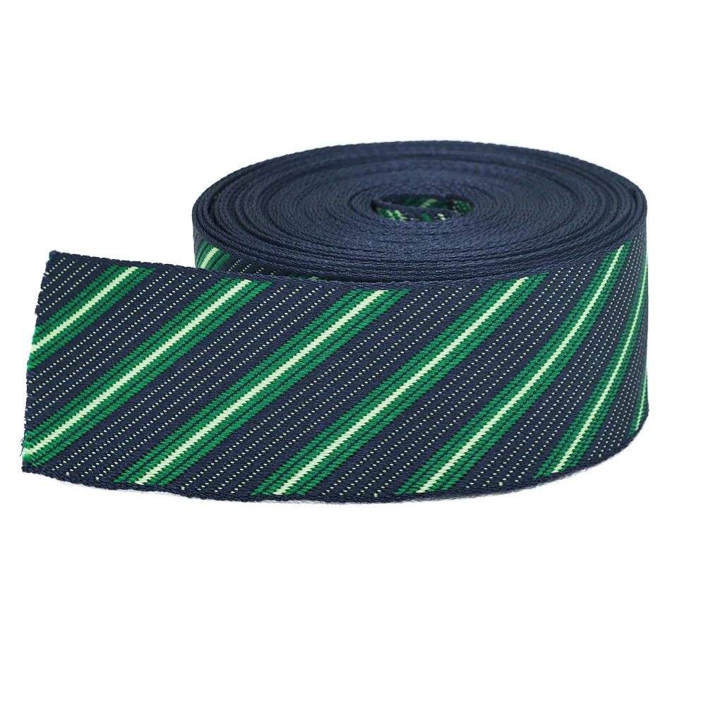 Custom 37mm Jacquard Stain Ribbon Tape Soft Smooth Polyester Webbing with Shiny Twill Pattern for Garments Belts Bags Shoes