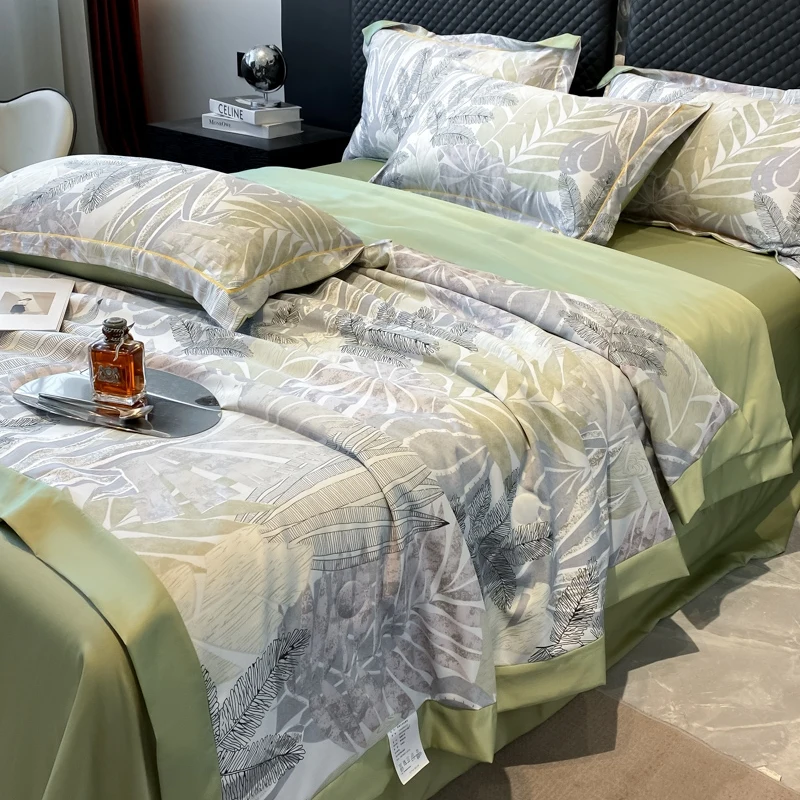 Brand Hot sales High quality Washing Silk Bedding Set Ice Silk Bed Cover Sheet For home bed cover luxury bed sheets for adult