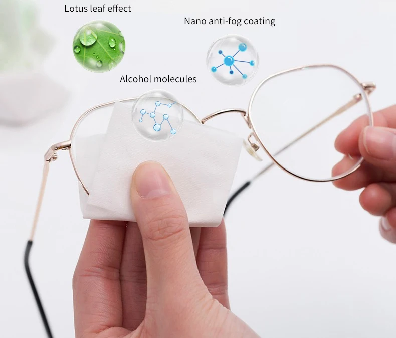 Portable Anti Fog Wipes Screen Lens Cleaning Individual Wet Wipes