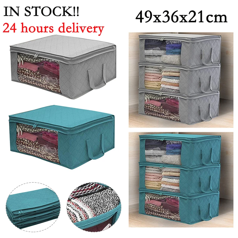 Nonwoven large underbed storage bag organizer box foldable clothes storage bag organizer with clear window