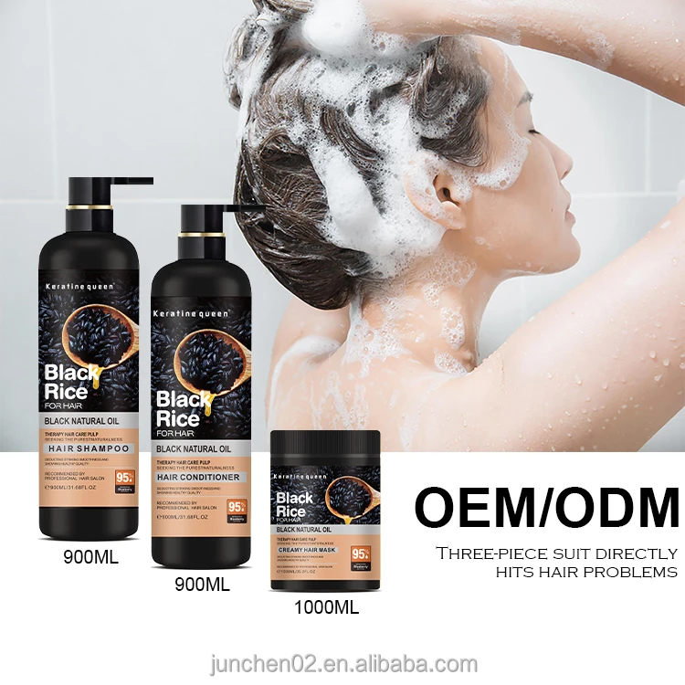Best Customized Hair Care Product Natural black Rice Shampoo and Conditioner for Damaged hair