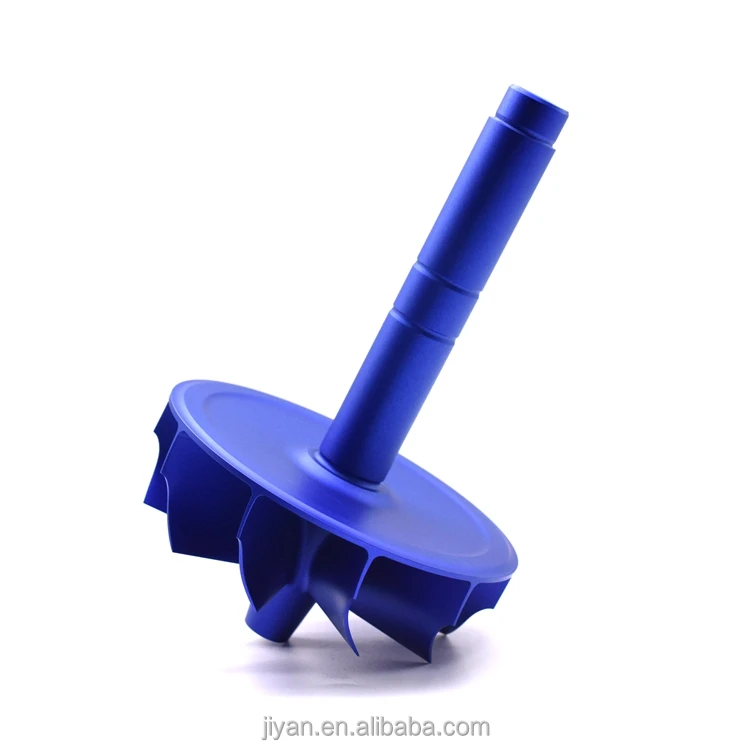 CNC High Precision Anodized Blue Finish Curved Blade Aluminum Alloy Turbine Impeller Milled Parts