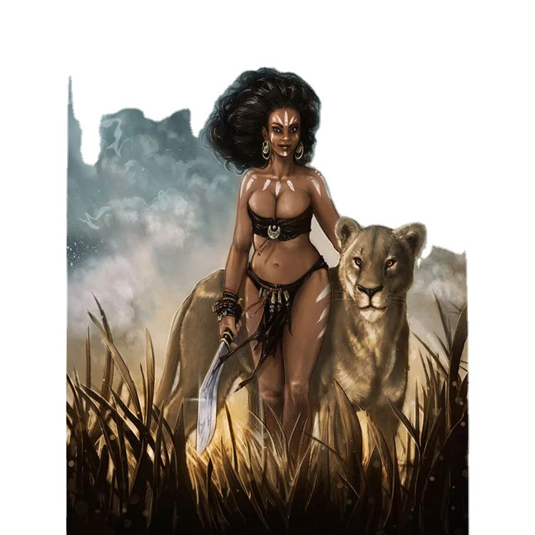 Custom HD Printed Modern Wall Art Sexy African Woman Diamond Paint By Number For Living Room