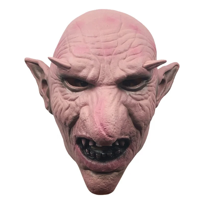 HWA 101921 Halloween Adult Size Scary Wear Latex Ghost Devil Horror Goblin Mask Cosplay Party Realistic Goblin Latex Mask