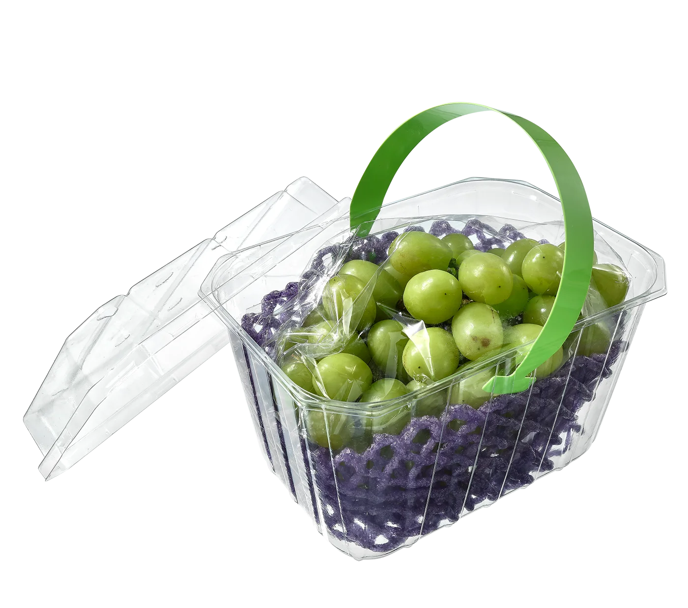 High Quality Disposable PET Plastic Fruit Box with Handle Takeaway Container Fruit Basket for gift or picnic