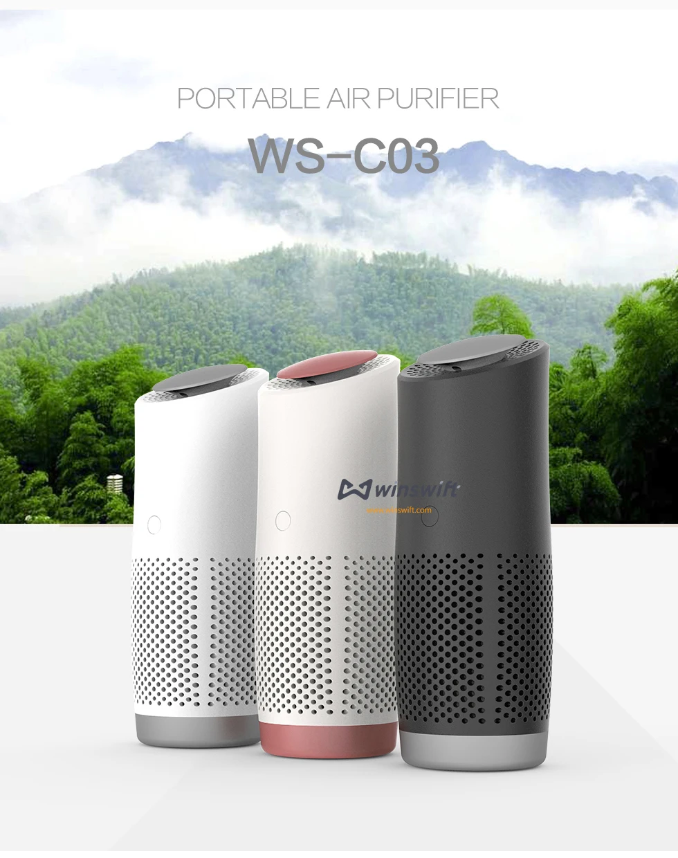 WS-C83  Rechargeable Car Air Purifier with HEPA 13 FILTER