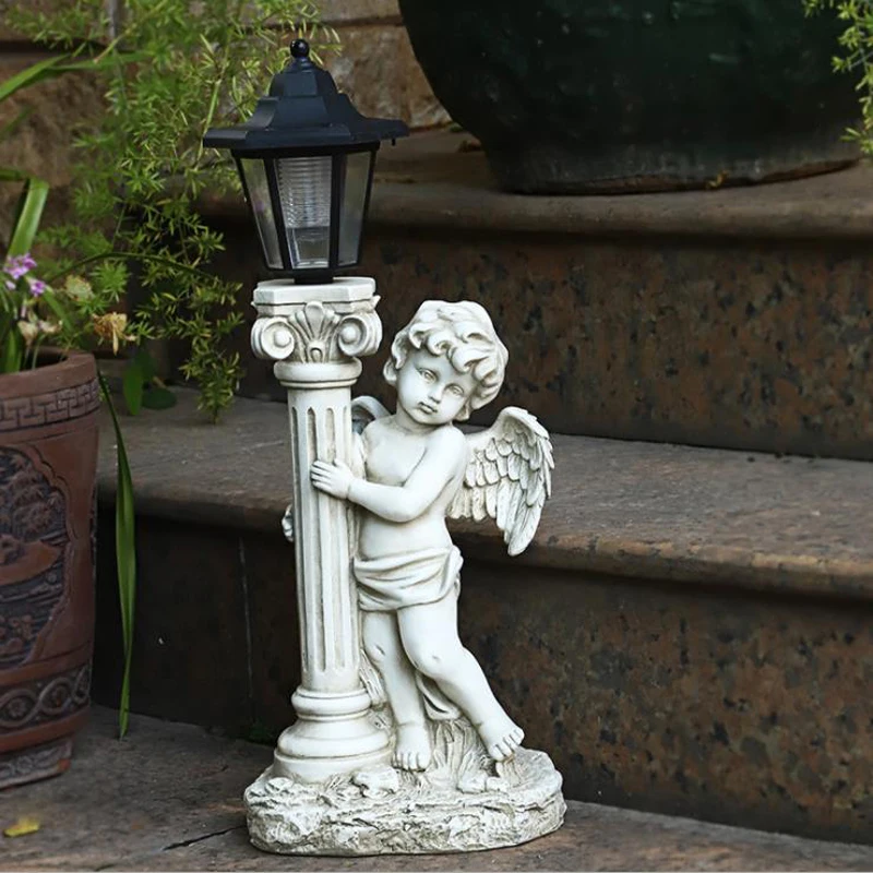 
Factory direct supply resin antique Angel Garden ornaments indoor and outdoor solar garden landscape decoration crafts 