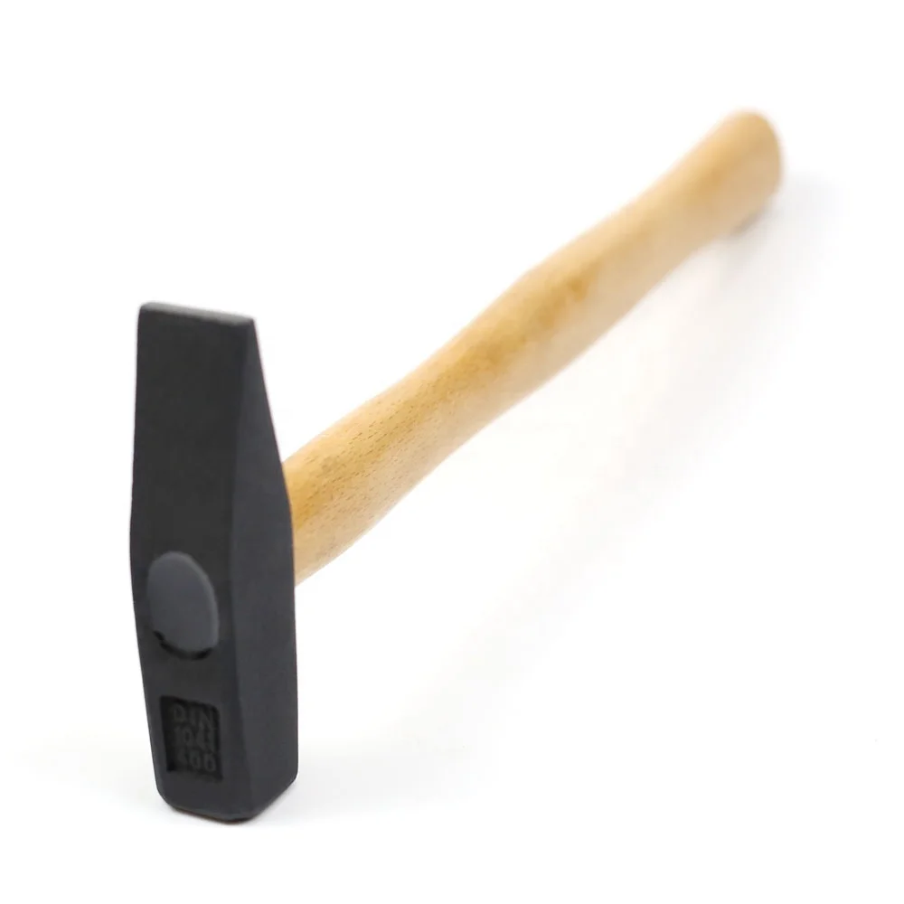 German type machinist hammer with unbleached wood handle