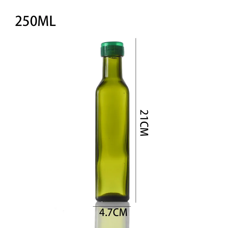 Wholesale 250ML500ML750ML1000ml dark green square glass olive oil bottle for olive oil