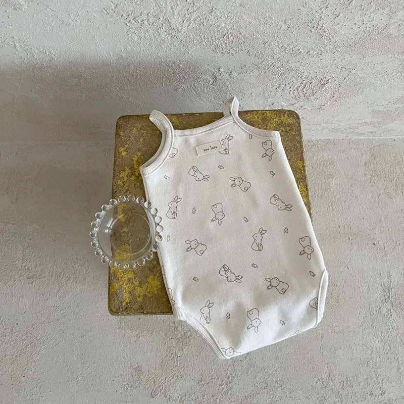 New arrival kids summer korean style simple cotton printed tank tops home baby infants toddlers jumpsuits romper