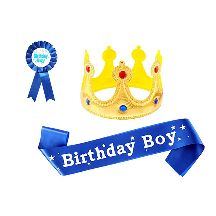 Hot Sale Happy Birthday Banner King Crown Sash Party Birthday Decoration