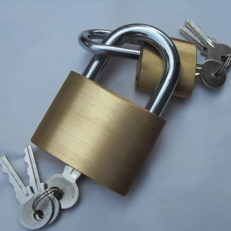 Brass Padlock Set High Security Height Hardened Steel Door Lock Key Set Shackle