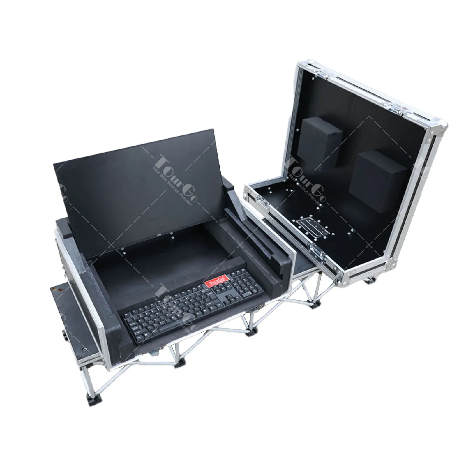 Dual Touch Screen Workstation Flight Road Case for 24 inch touch screen Monitors DELL Computer